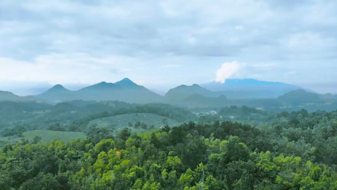 Green forest and limestone hills of Gopeng